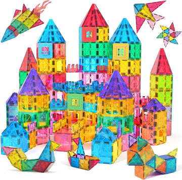 Jasonwell Magnetic Tiles Kids Magnetic Blocks Building Sets 3D Magnet Tile Building Blocks Magna Construction Educational STEM Toys Gifts for Toddlers Boys Girls 3 4 5 6 7 8 9 10 + Year Old - Jasonwell